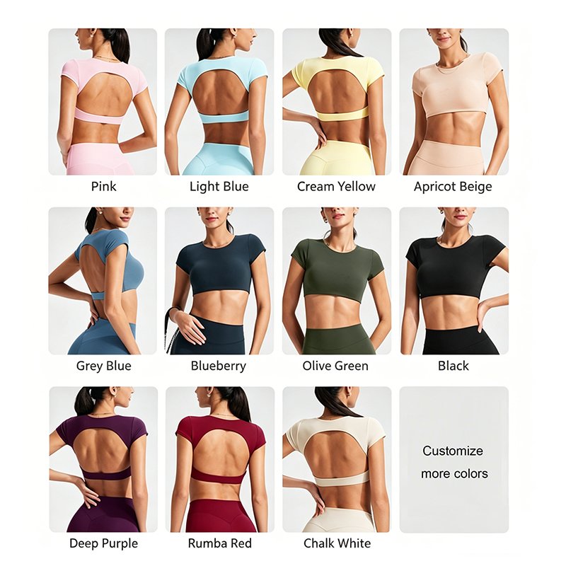 Hollow Back Short Sleeve Yoga Top YT1341 8