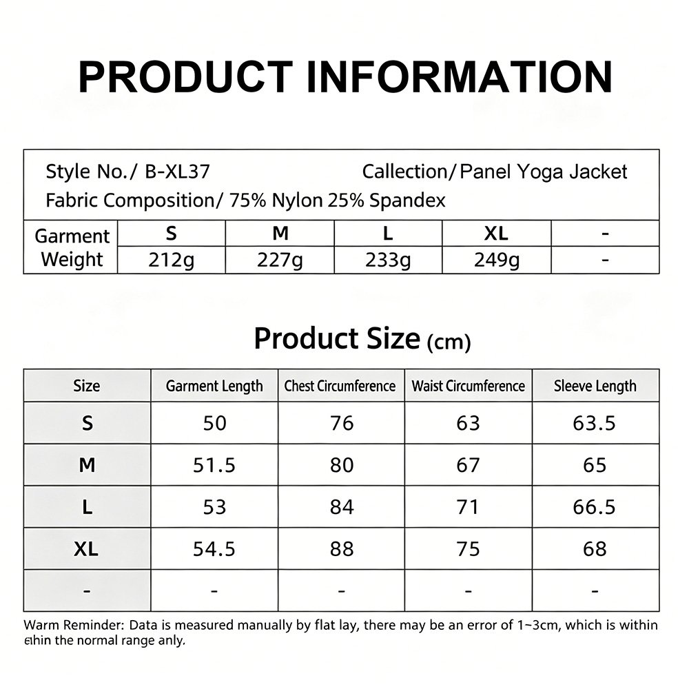Panel Yoga Jacket B-XL37 7 Panel Yoga Jacket B XL37 7