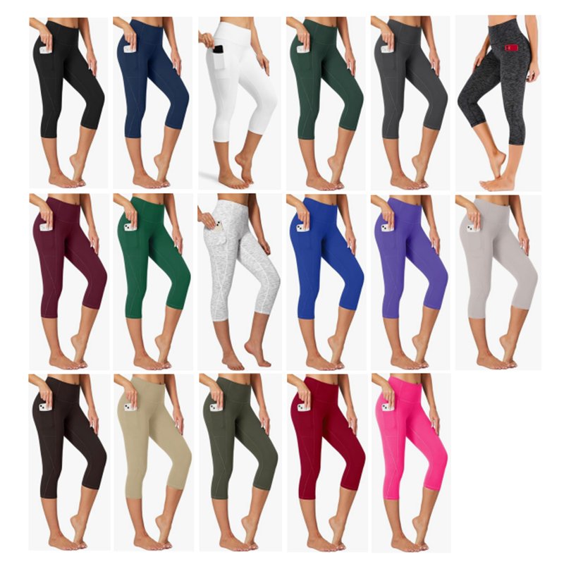 High Waisted Capri Leggings with Pockets AY002 13