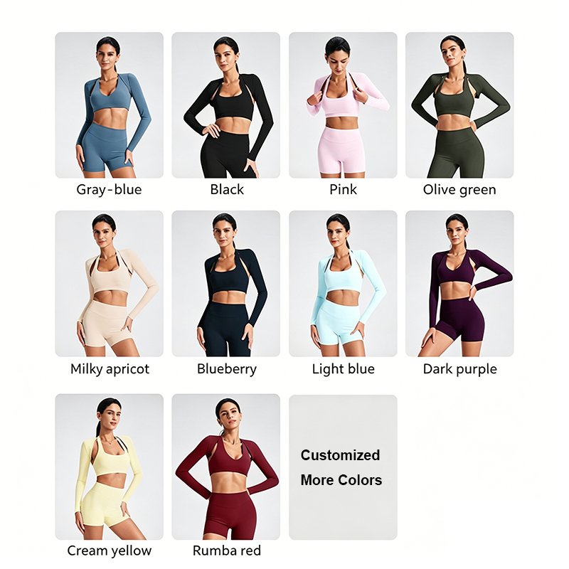 Long Sleeve Cropped Yoga Shrug PJ1339 1 1