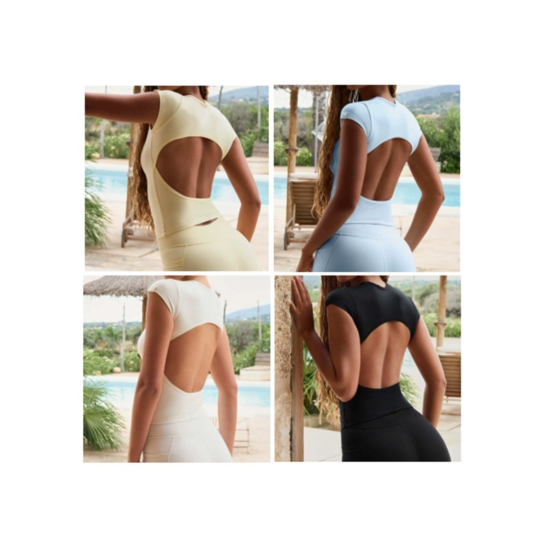 Open Back Yoga Short Sleeve Top DX6002 7
