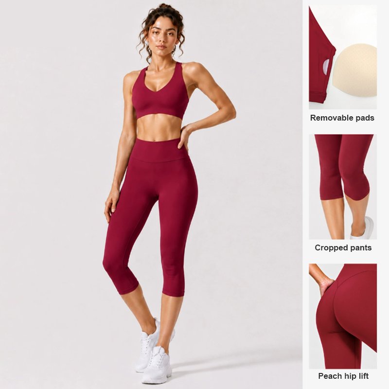 Racerback Sports Bra & Capri Leggings 2-Piece Yoga Fitness Set 4TZ1554 5 2 piece yoga fitness set 4TZ1554 10