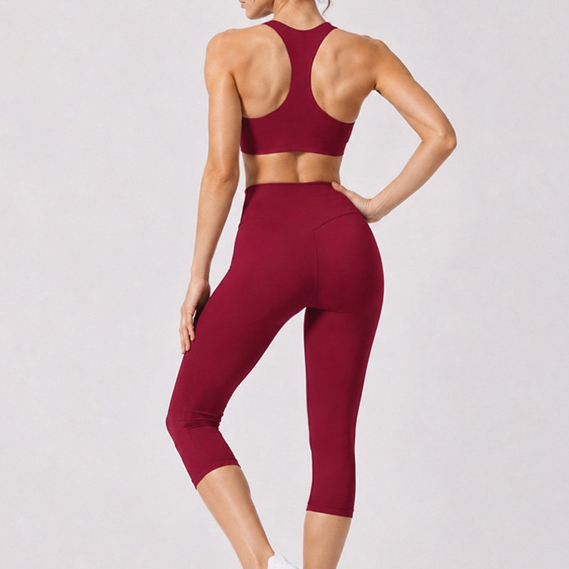 Racerback Sports Bra & Capri Leggings 2-Piece Yoga Fitness Set 4TZ1554 6 2 piece yoga fitness set 4TZ1554 2