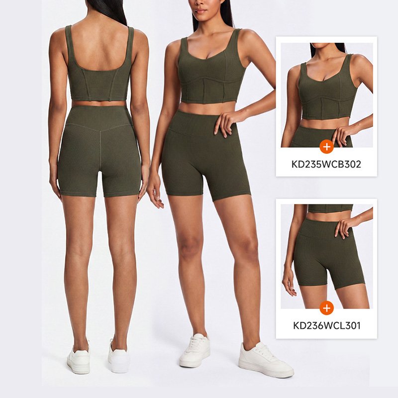 Ribbed Women Yoga Workout Set For Fitness Brands CB302 & CL301 6 Yoga set CB302 CL301 7