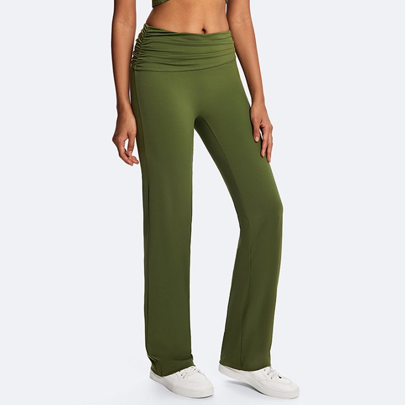 Custom Foldover Ruched Flare Leggings A02 2 Custom Foldover Ruched Flare Leggings A02 - Image 2