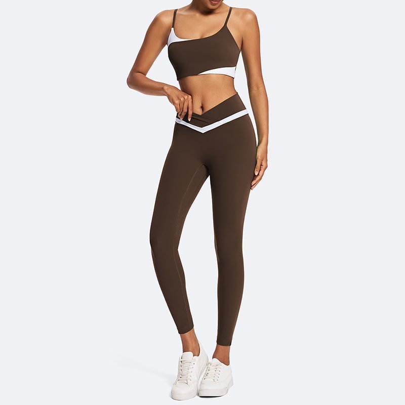Custom Contrast Trim Crossover Waist Yoga Legging Set B221 L902 3 Custom Contrast Trim Crossover Waist Yoga Legging Set B221 L902 - Image 3