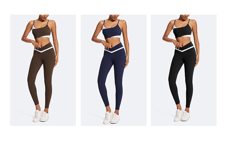 Custom Contrast Trim Crossover Waist Yoga Legging Set B221 L902 12 B221 L902 4