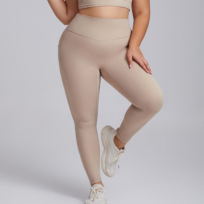 Wholesale Plus Size High Waist Yoga Leggings with Side Pocket F209 3 Wholesale Plus Size High Waist Yoga Leggings with Side Pocket F209 - Image 3