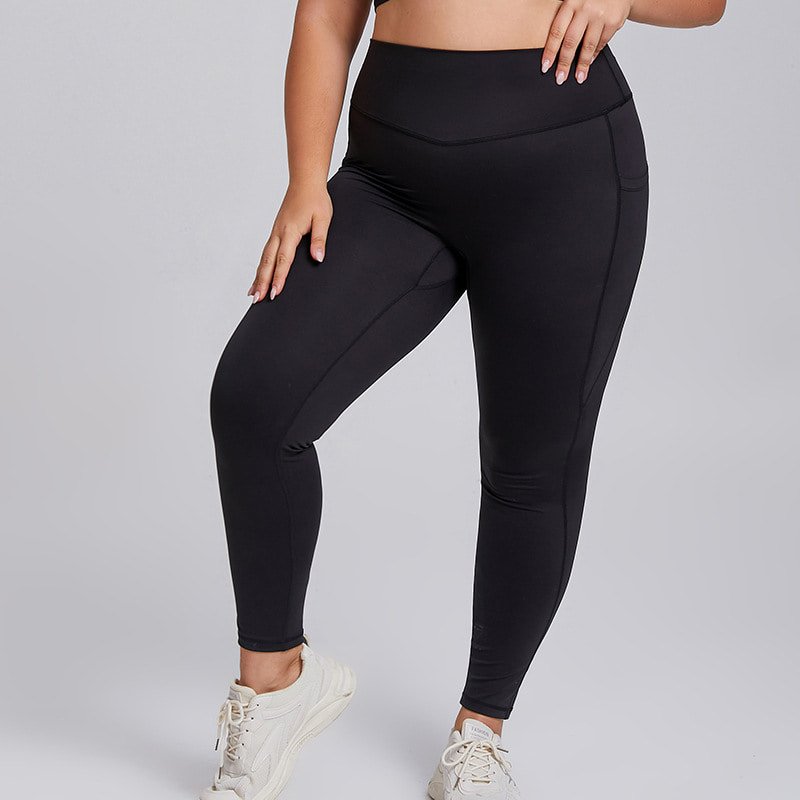 Wholesale Plus Size High Waist Yoga Leggings with Side Pocket F209 4 Wholesale Plus Size High Waist Yoga Leggings with Side Pocket F209 - Image 4