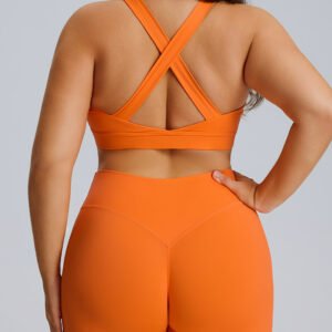 Plus size criss cross sports bra with wide supportive straps