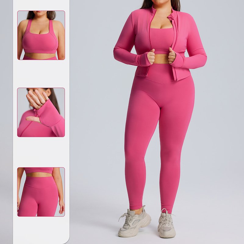 Wholesale Plus Size 3-Piece Yoga Workout Set with Jacket F213 F215 F216 5 F216 10