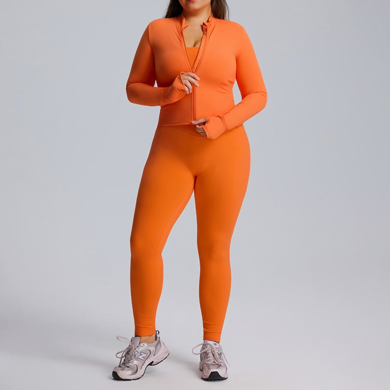 Wholesale Plus Size 3-Piece Yoga Workout Set with Jacket F213 F215 F216 4 Wholesale Plus Size 3-Piece Yoga Workout Set with Jacket F213 F215 F216 - Image 4