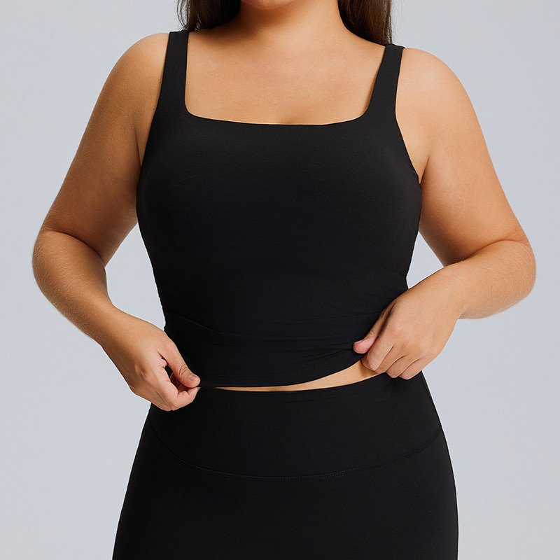 Custom OEM Plus Size Square Neck Yoga Tank Top F244 4 Custom OEM Plus Size Square Neck Yoga Tank Top F244 - Image 4
