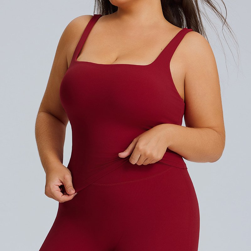 Custom OEM Plus Size Square Neck Yoga Tank Top F244 2 Custom OEM Plus Size Square Neck Yoga Tank Top F244 - Image 2