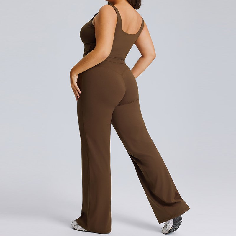 Wholesale Plus Size Square Neck Wide Leg Yoga Set F244 F245 2 Wholesale Plus Size Square Neck Wide Leg Yoga Set F244 F245 - Image 2