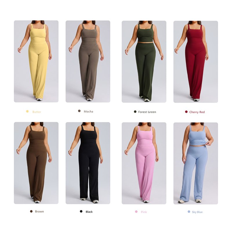 Wholesale Plus Size Square Neck Wide Leg Yoga Set F244 F245 10 F244 F245 color 1