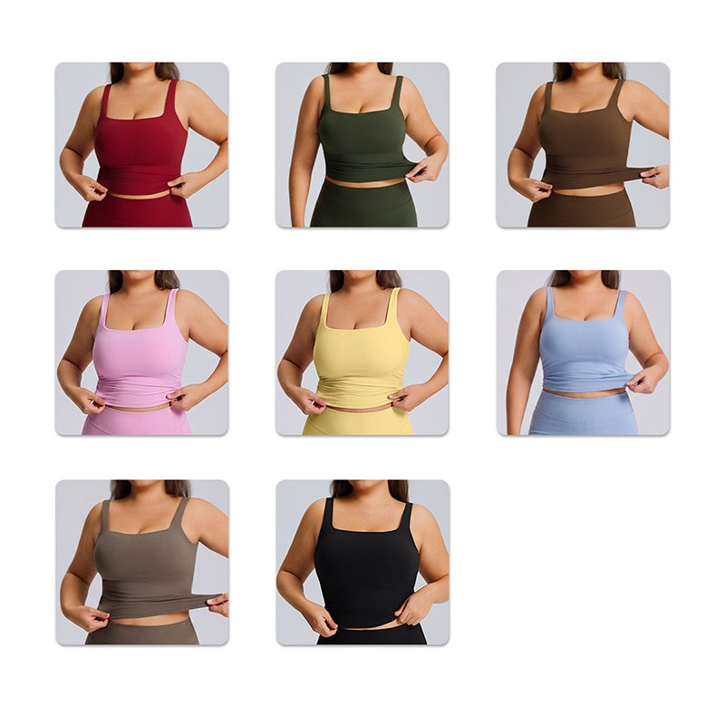 Custom OEM Plus Size Square Neck Yoga Tank Top F244 10 F244 color