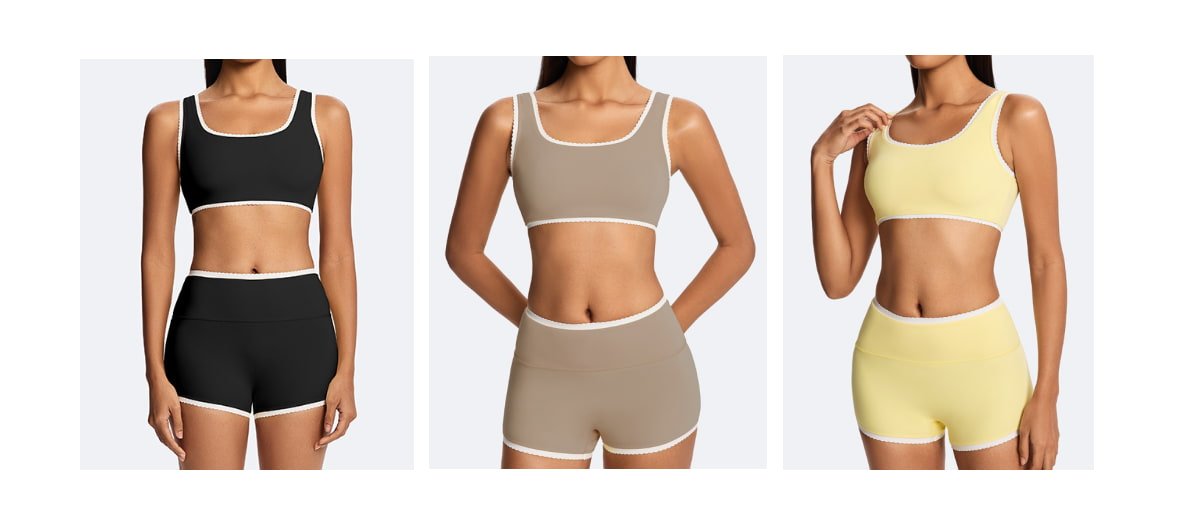 Private Label Contrast Trim Yoga Short Set B227 L311 12 L006 L311 B228 B227 12