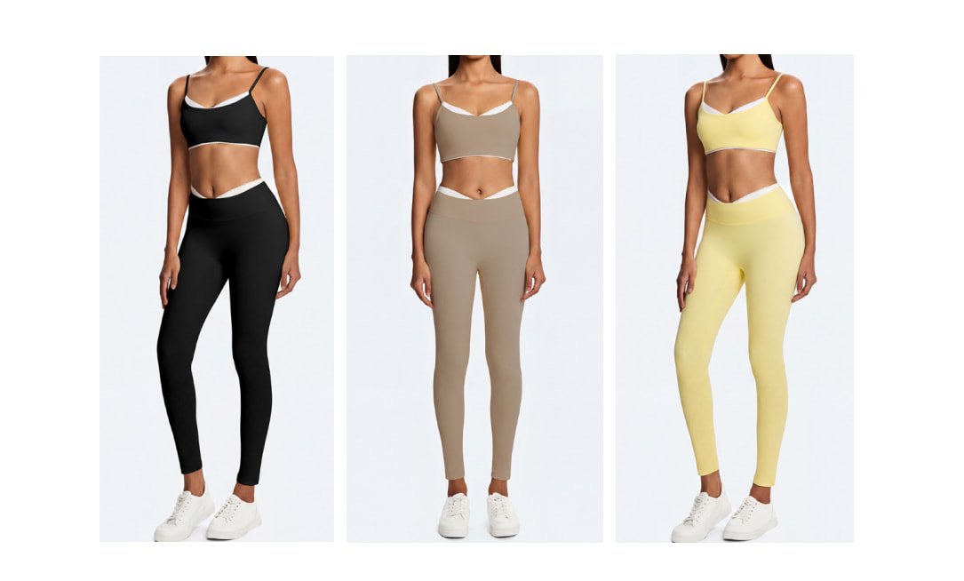 Wholesale OEM Eco-Friendly Contrast Trim Yoga Legging Set B228 L006 12 L006 L311 B228 B227 13