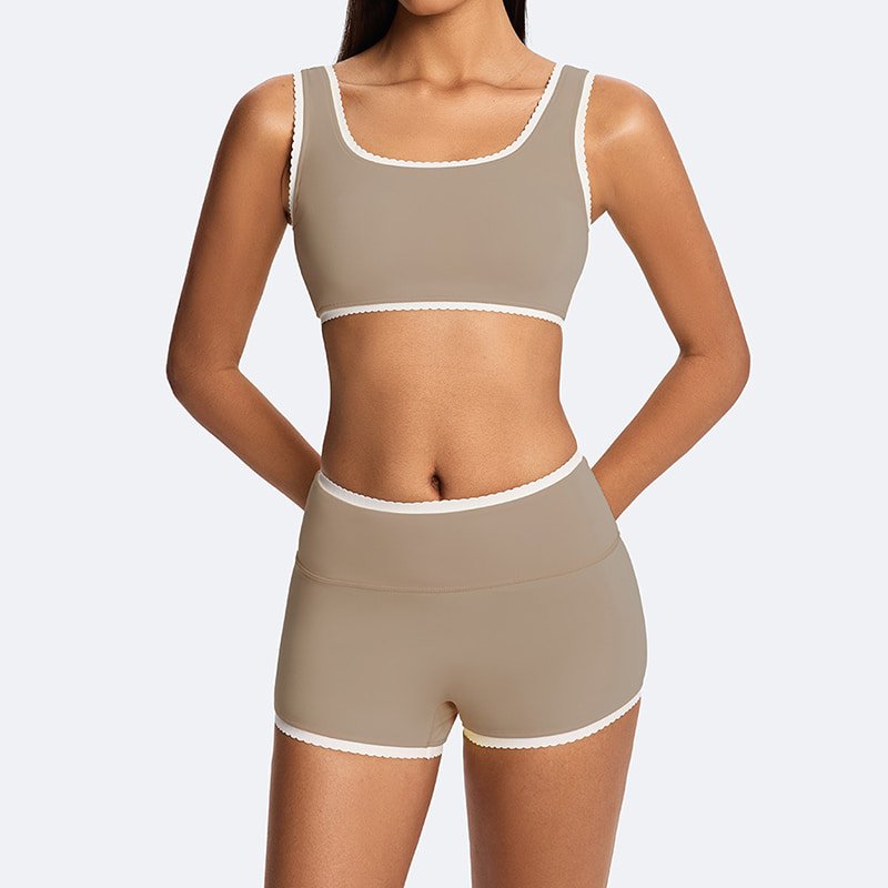 Private Label Contrast Trim Yoga Short Set B227 L311 2 Private Label Contrast Trim Yoga Short Set B227 L311 - Image 2