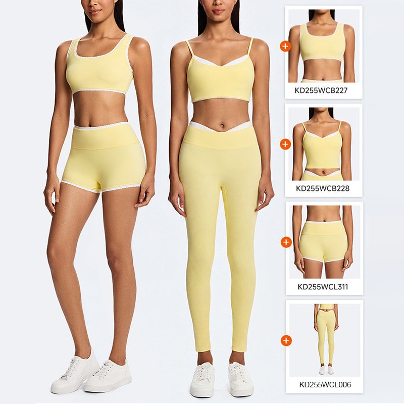 Private Label Contrast Trim Yoga Short Set B227 L311 7 L006 L311 B228 B227 7