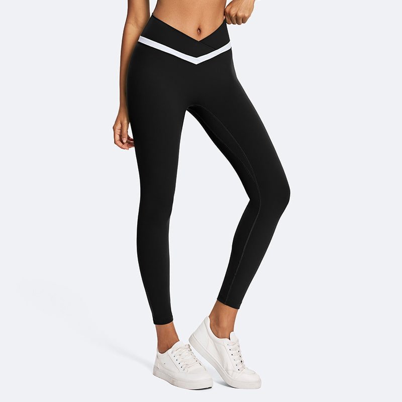 Custom Private Label Eco-Friendly Crossover Waist Yoga Leggings L902 2 Custom Private Label Eco-Friendly Crossover Waist Yoga Leggings L902 - Image 2