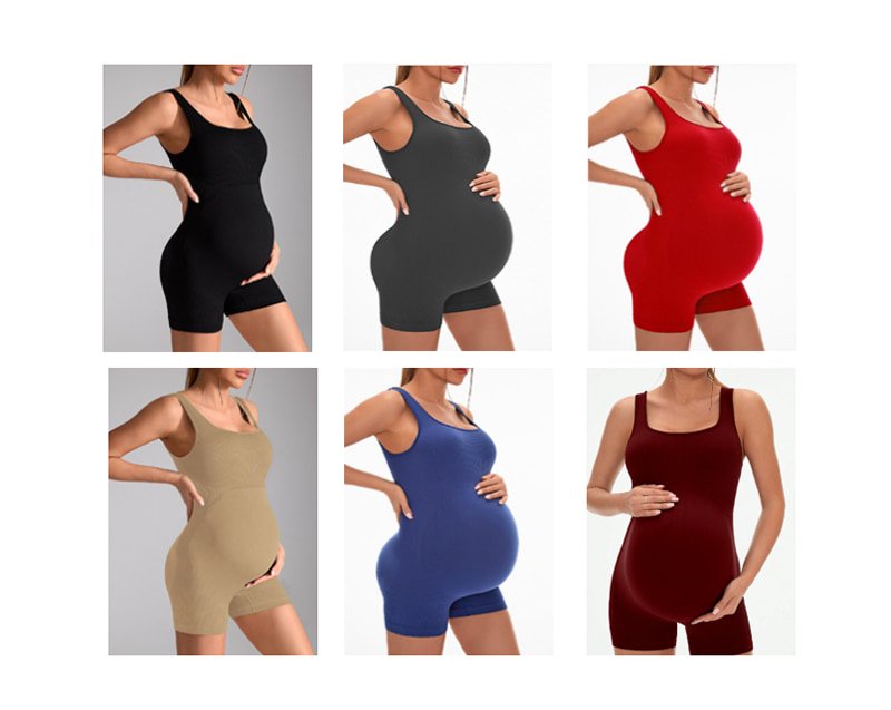 In-Stock Wholesale Maternity Seamless Ribbed Yoga Romper N24528 10 Maternity Seamless Ribbed Yoga Romper N24528 10