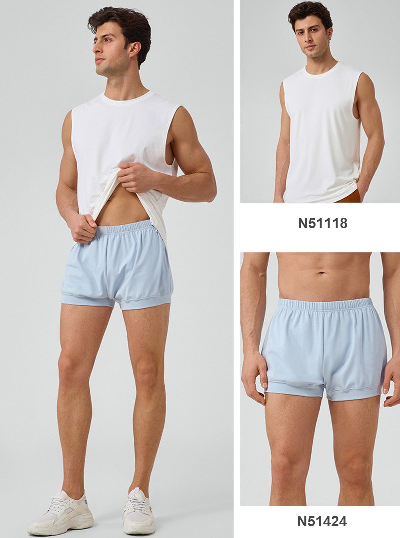 Custom Men's Breathable Cotton Loose Yoga Shorts N51424 5 Mens Cotton Loose Yoga Shorts N514242