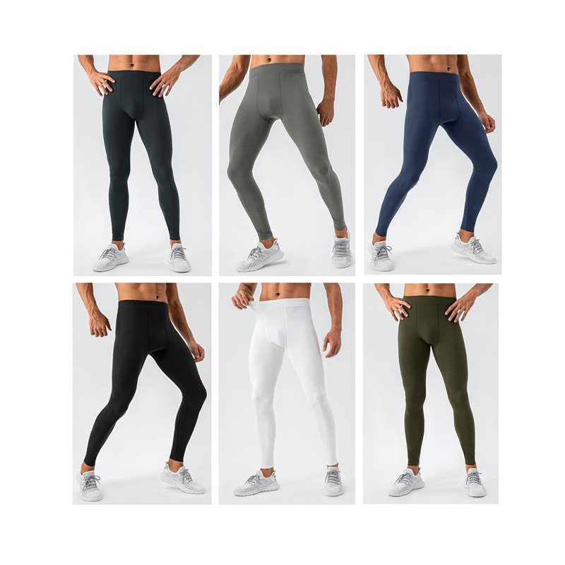 Custom Breathable Nude-Feel Men's Fitness Yoga Tights N31342 12 Six color display of men's nude-feel yoga tights for wholesale
