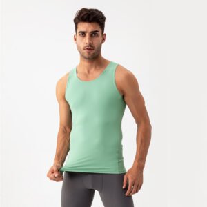 Custom men's lightweight nude-feel yoga tank top for wholesale order