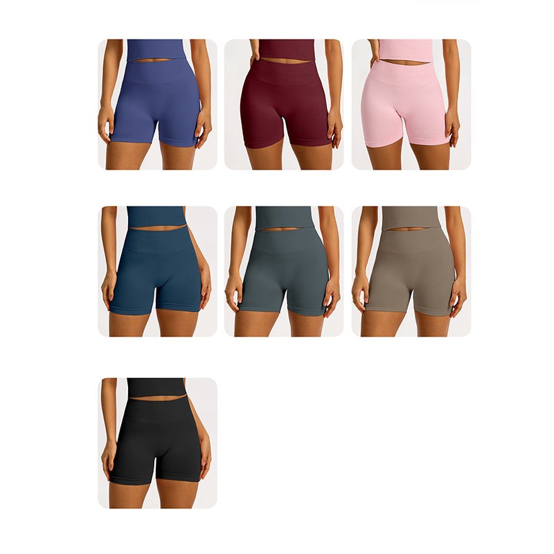Seven color options available for high waisted seamless biker shorts