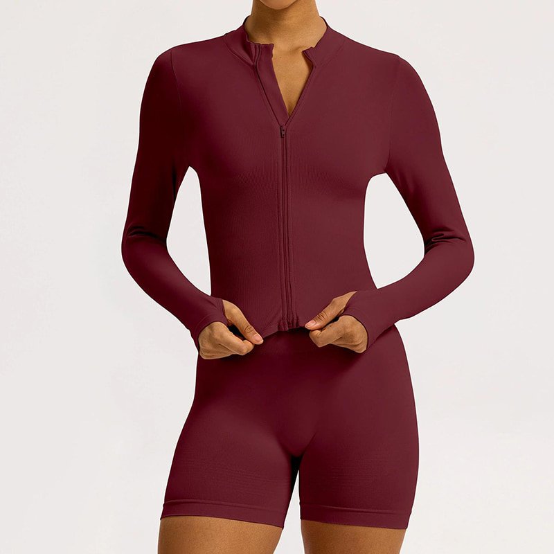 Custom Seamless Full Zip Yoga Jacket with Thumb Holes W8022 5 Custom Seamless Full Zip Yoga Jacket with Thumb Holes W8022 - Image 5