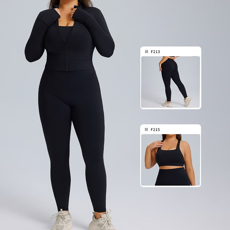 Wholesale Plus Size Stand Collar Zip Yoga Jacket F216 8 yoga jacket F216 1