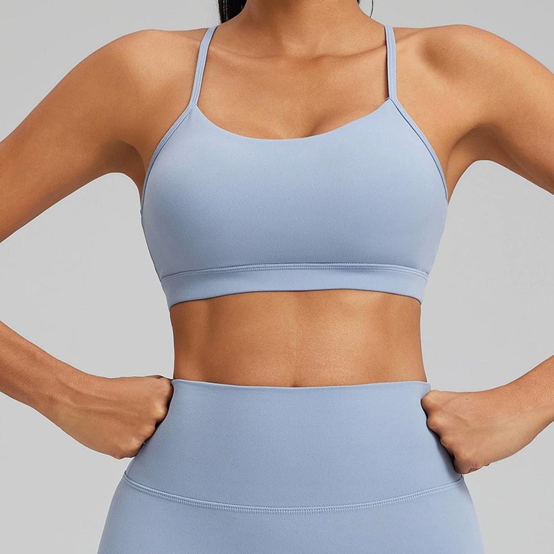 Wholesale Custom 2 Piece Lycra Workout Set - Naked Feel Sports Bra F231 & Biker Shorts F232 7 Lycra Sports Bra F231 17